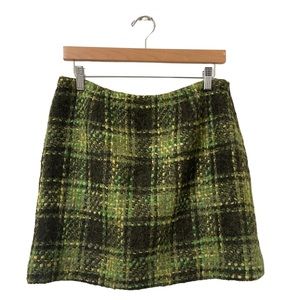 Cynthia Steffe Multi-Green Wool Blend Tweed Style Mini Skirt Size 10